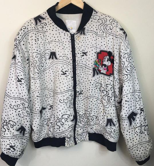 VTG Disney Mickey & Co Donn Kenny Bomber Jacket Minnie Mouse Sequins Womens Sz M - Picture 2 of 12